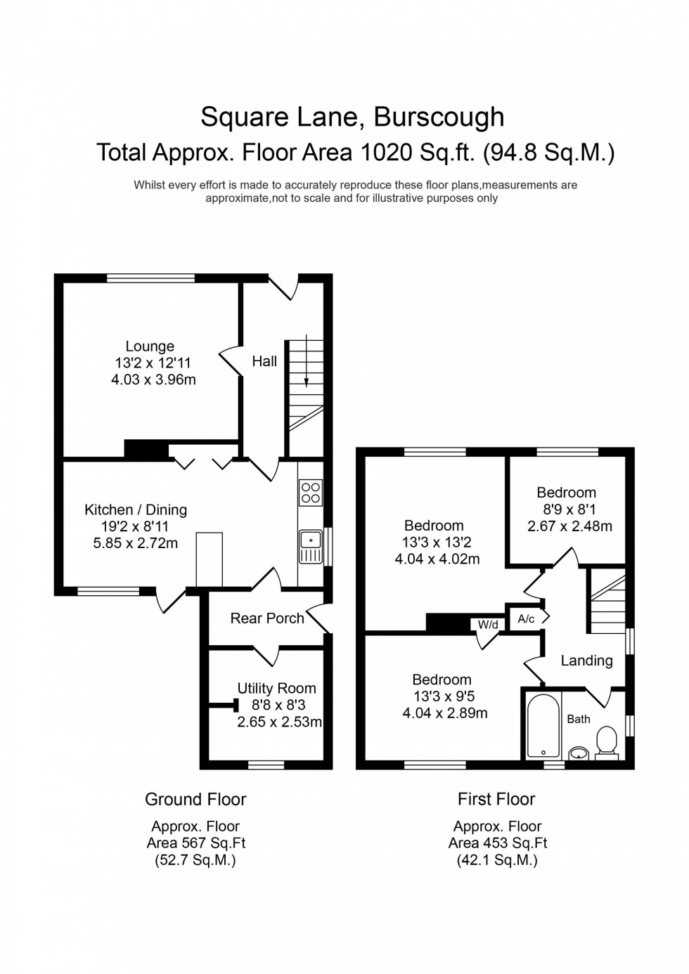 Floorplan for Square Lane, Burscough, L40