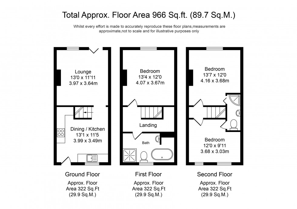 Floorplan for School Lane, Upholland