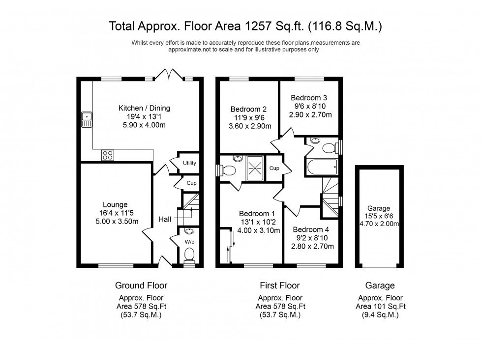 Floorplan for Whitley Drive, Chorley