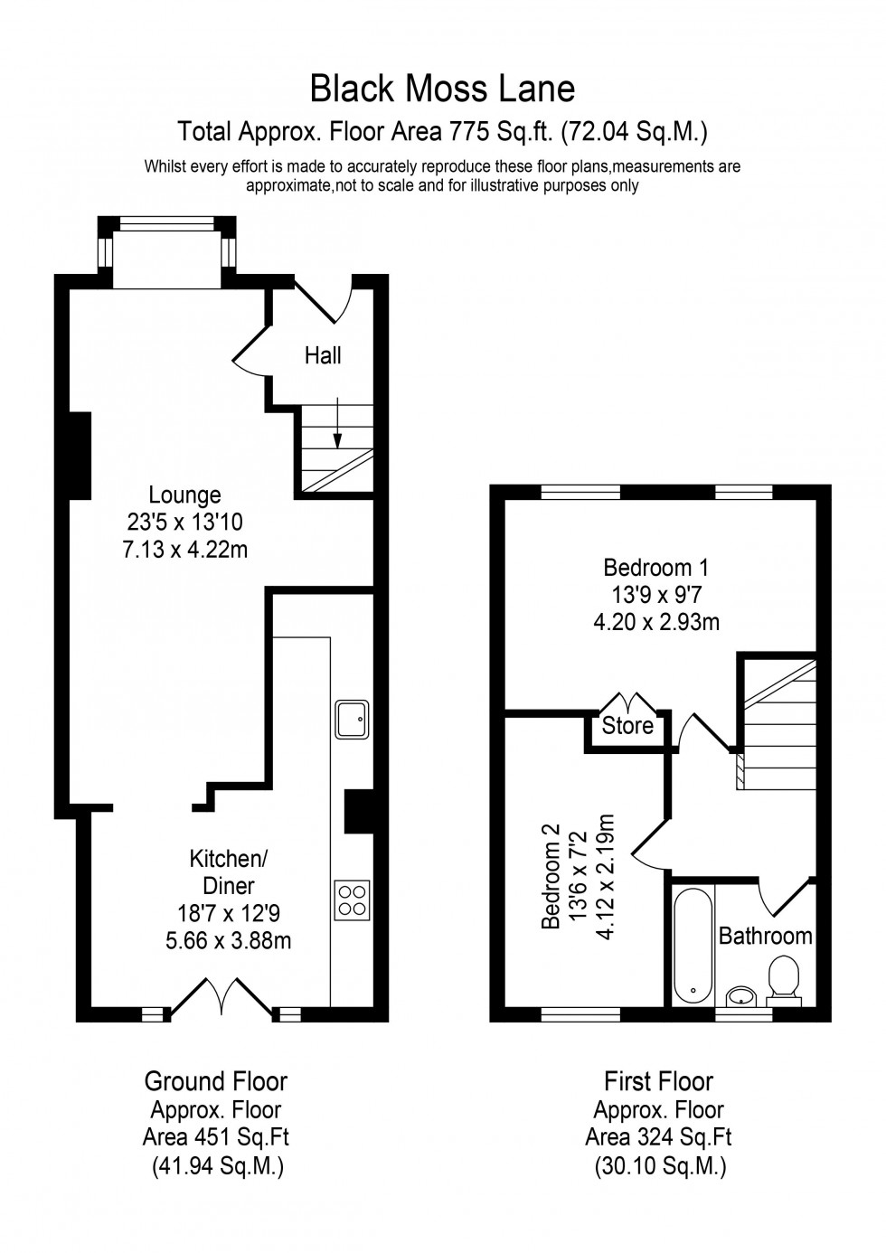 Floorplan for Black Moss Lane, Aughton
