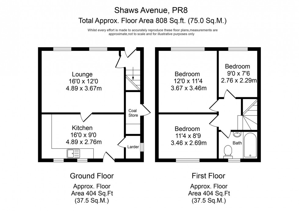 Floorplan for Shaws Avenue, Southport, PR8