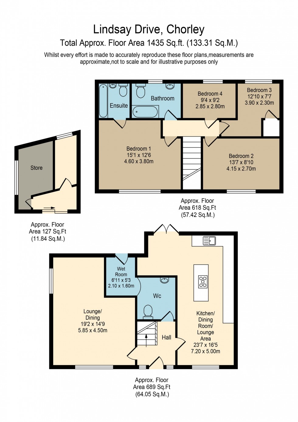 Floorplan for Lindsay Drive, Chorley, PR7