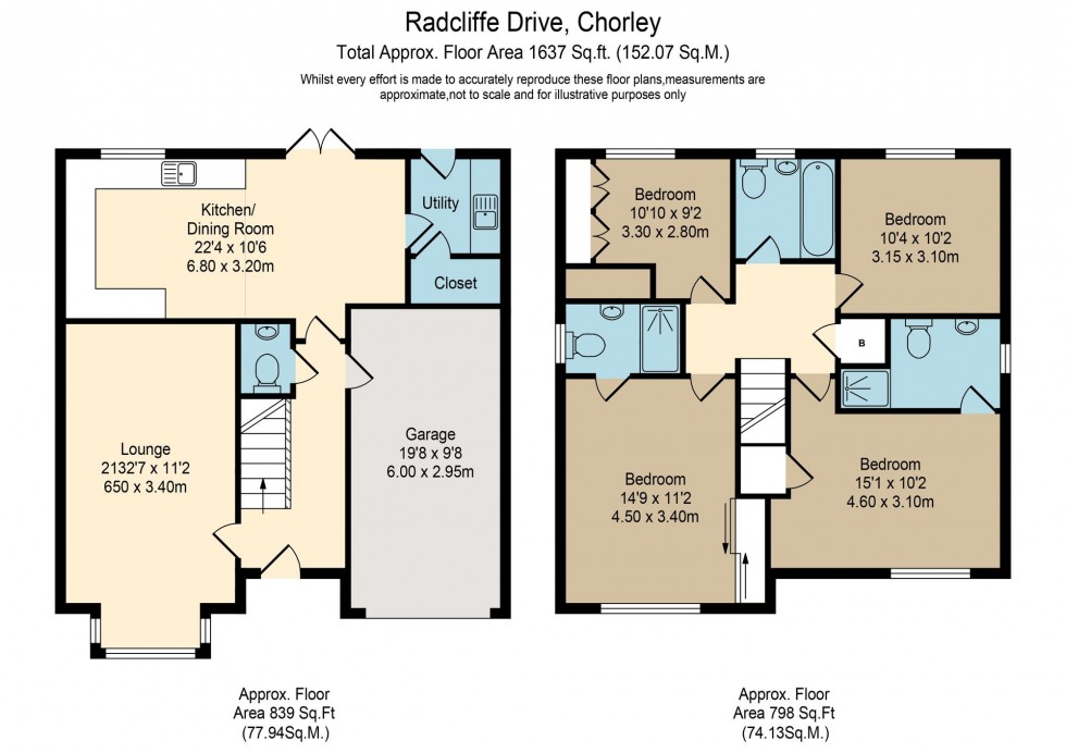 Floorplan for Radcliffe Drive, Farington Moss, PR26