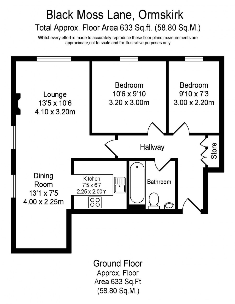 Floorplan for Black Moss Lane, Hillside Court Black Moss Lane, L39