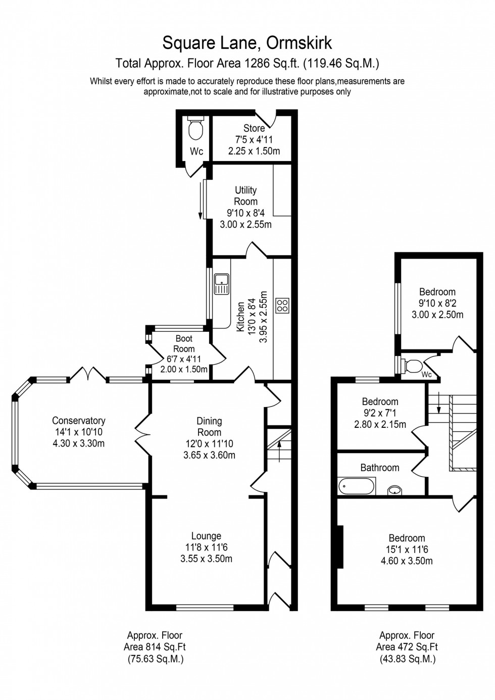 Floorplan for Square Lane, Burscough, L40