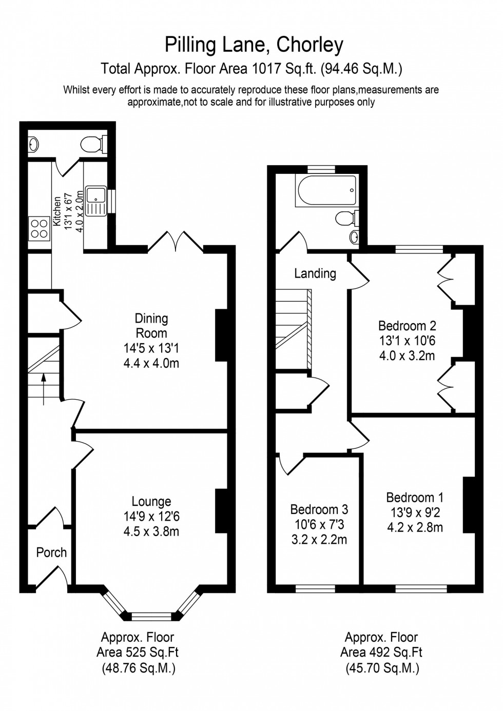 Floorplan for Pilling Lane, Chorley, PR7