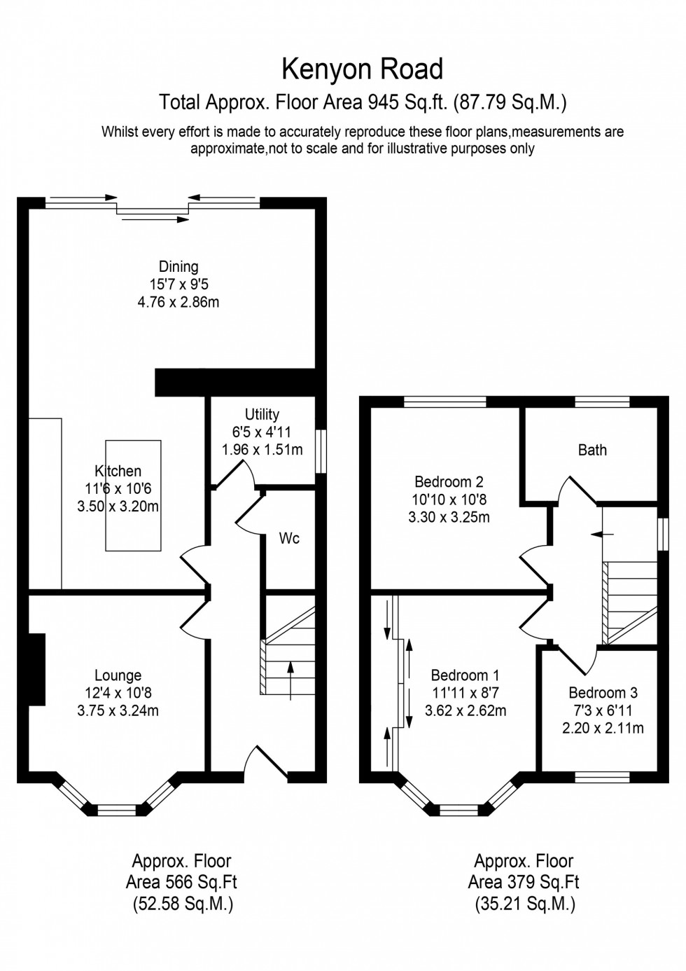 Floorplan for Kenyon Road, Standish, WN6
