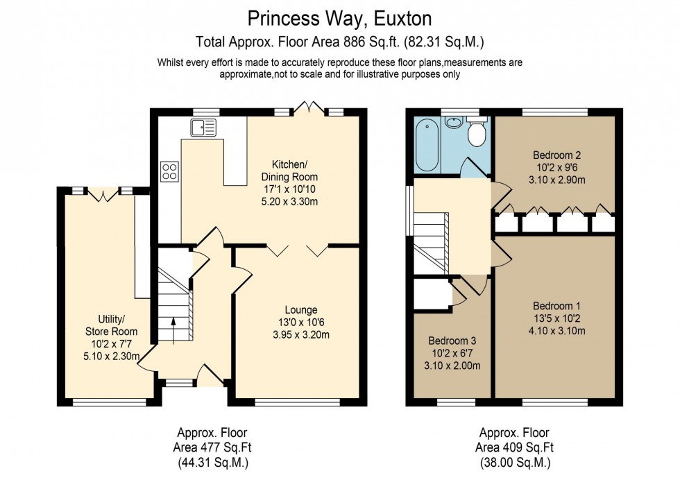 Floorplan for Princess Way, Euxton, PR7