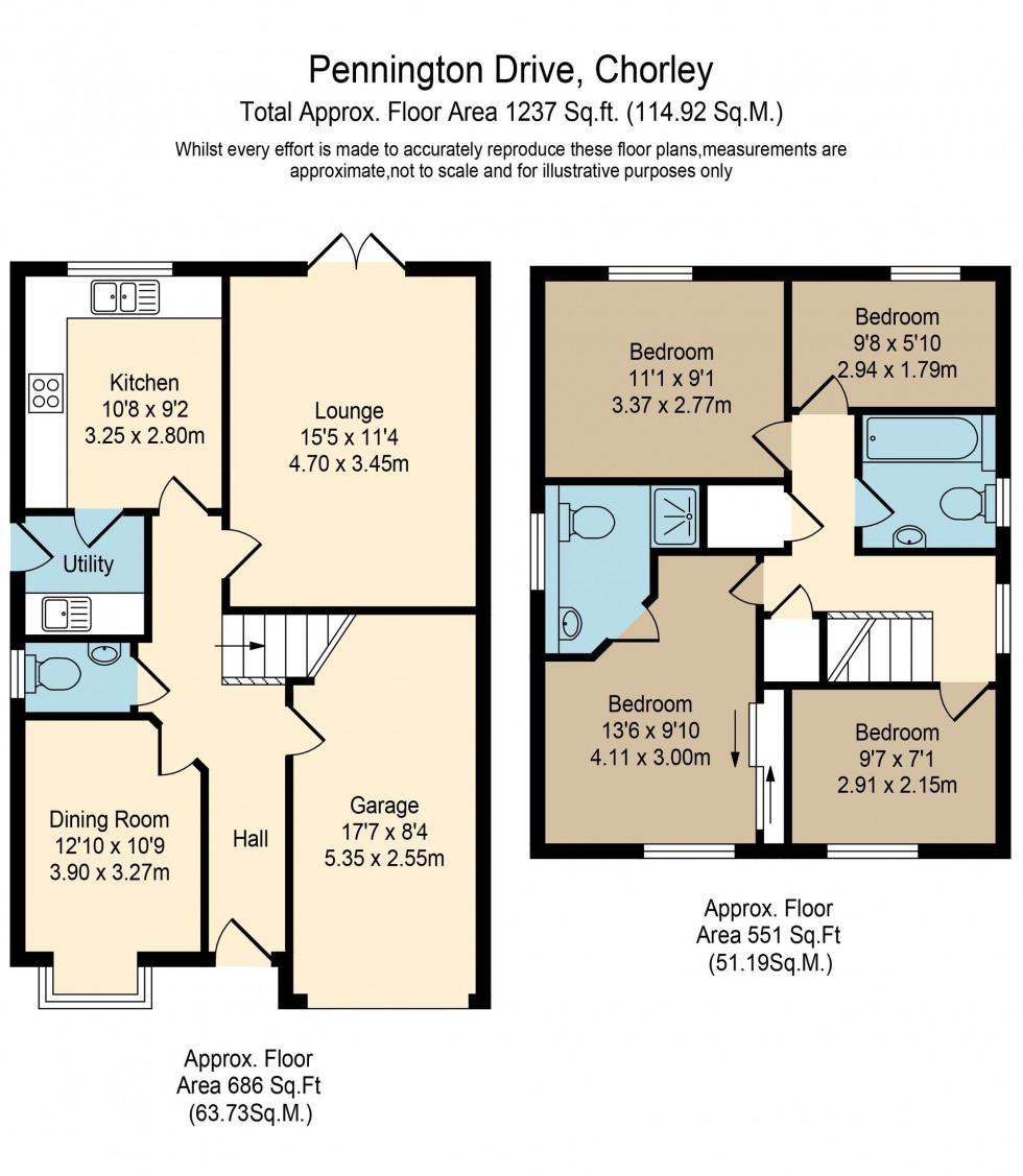 Floorplan for Pennington Drive, Farington Moss, PR26