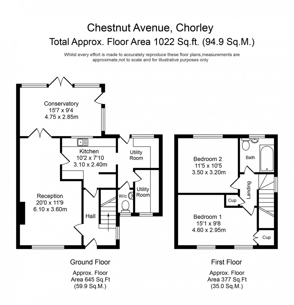 Floorplan for Chestnut Avenue, Chorley, PR6