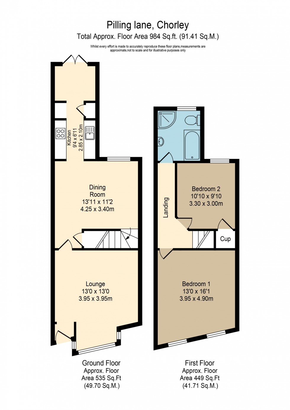 Floorplan for Pilling Lane, Chorley, PR7