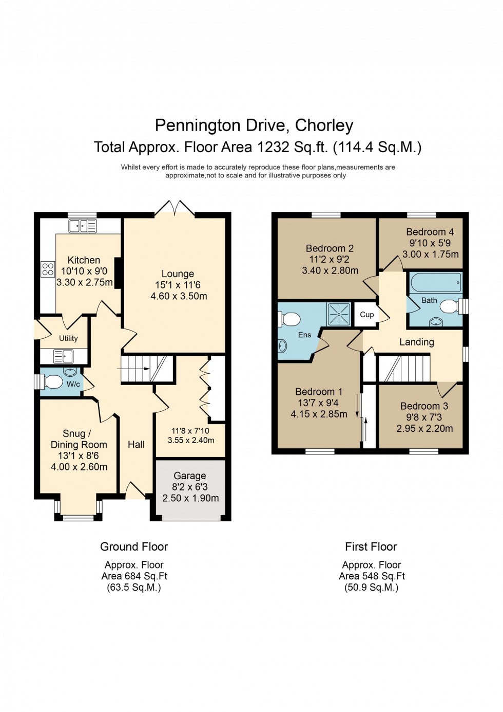 Floorplan for 9 Pennington Drive, Leyland, PR26