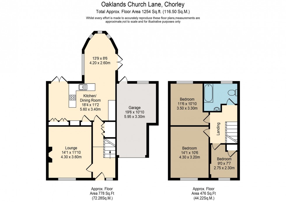 Floorplan for Church Lane, Farington Moss, PR26