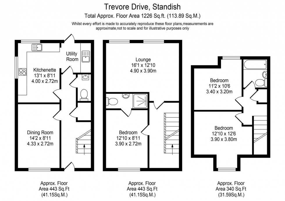 Floorplan for Trevore Drive, Standish, WN1