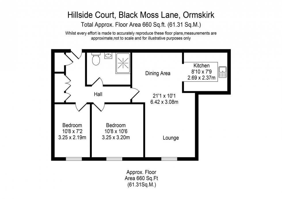 Floorplan for Black Moss Lane, Hillside Court Black Moss Lane, L39