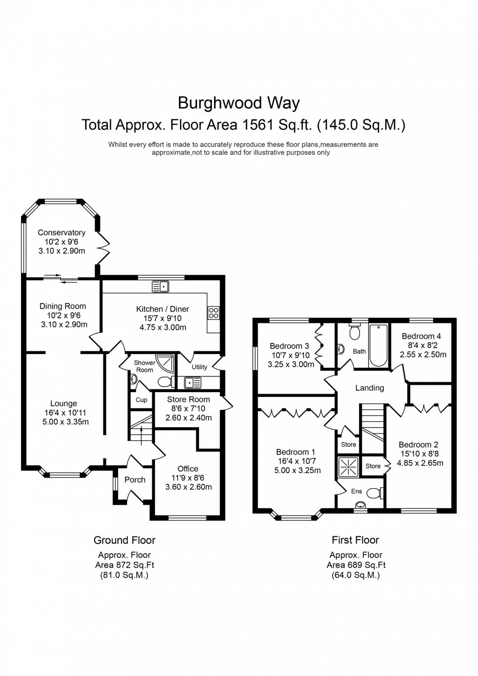 Floorplan for Burgh Wood Way, Chorley, PR7