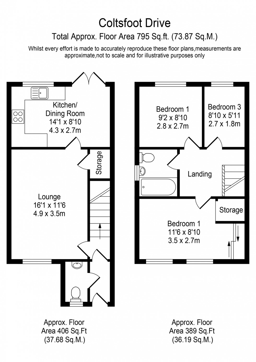 Floorplan for Coltsfoot Drive, Chorley, PR6