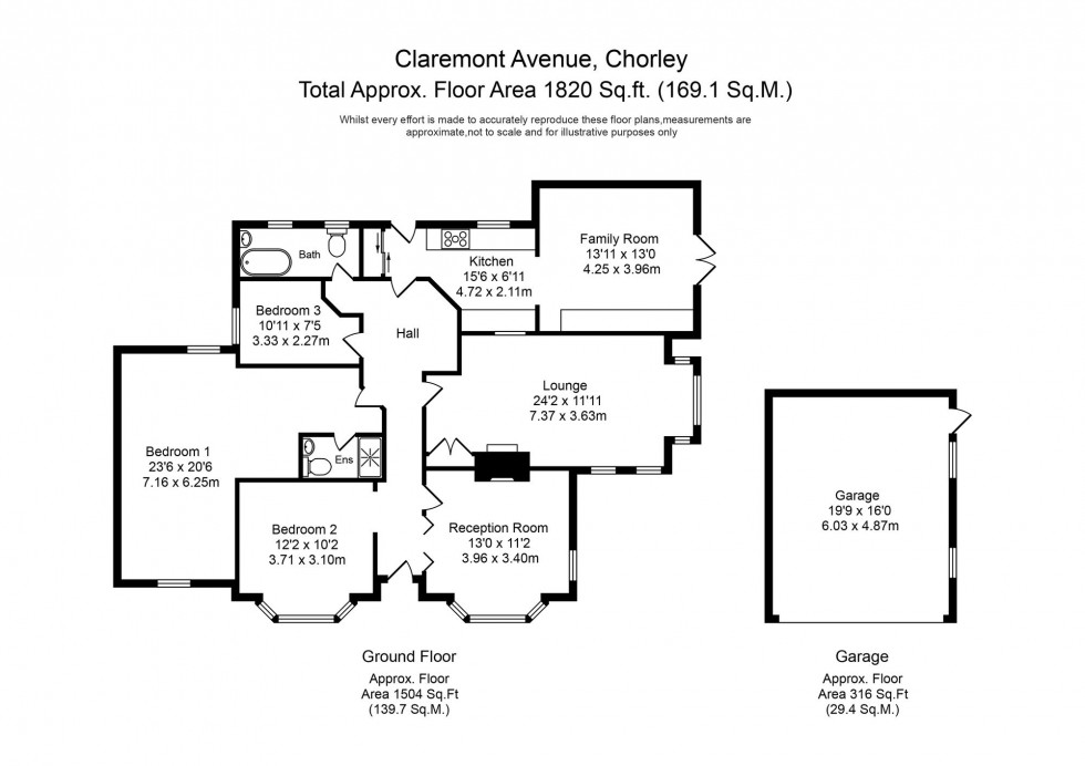 Floorplan for Claremont Avenue, Chorley, PR7