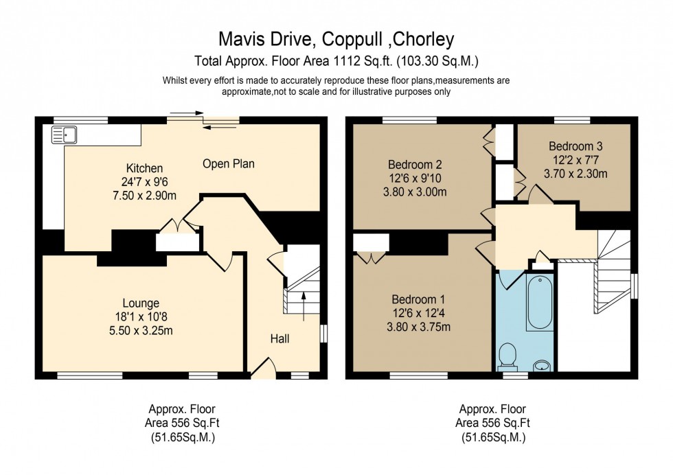 Floorplan for Mavis Drive, Coppull, PR7