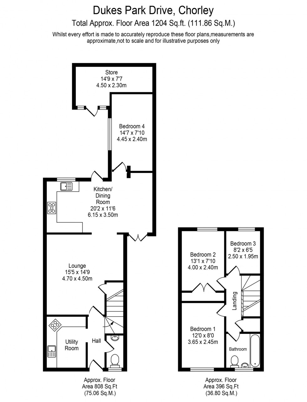 Floorplan for Dukes Park Drive, Chorley, PR7
