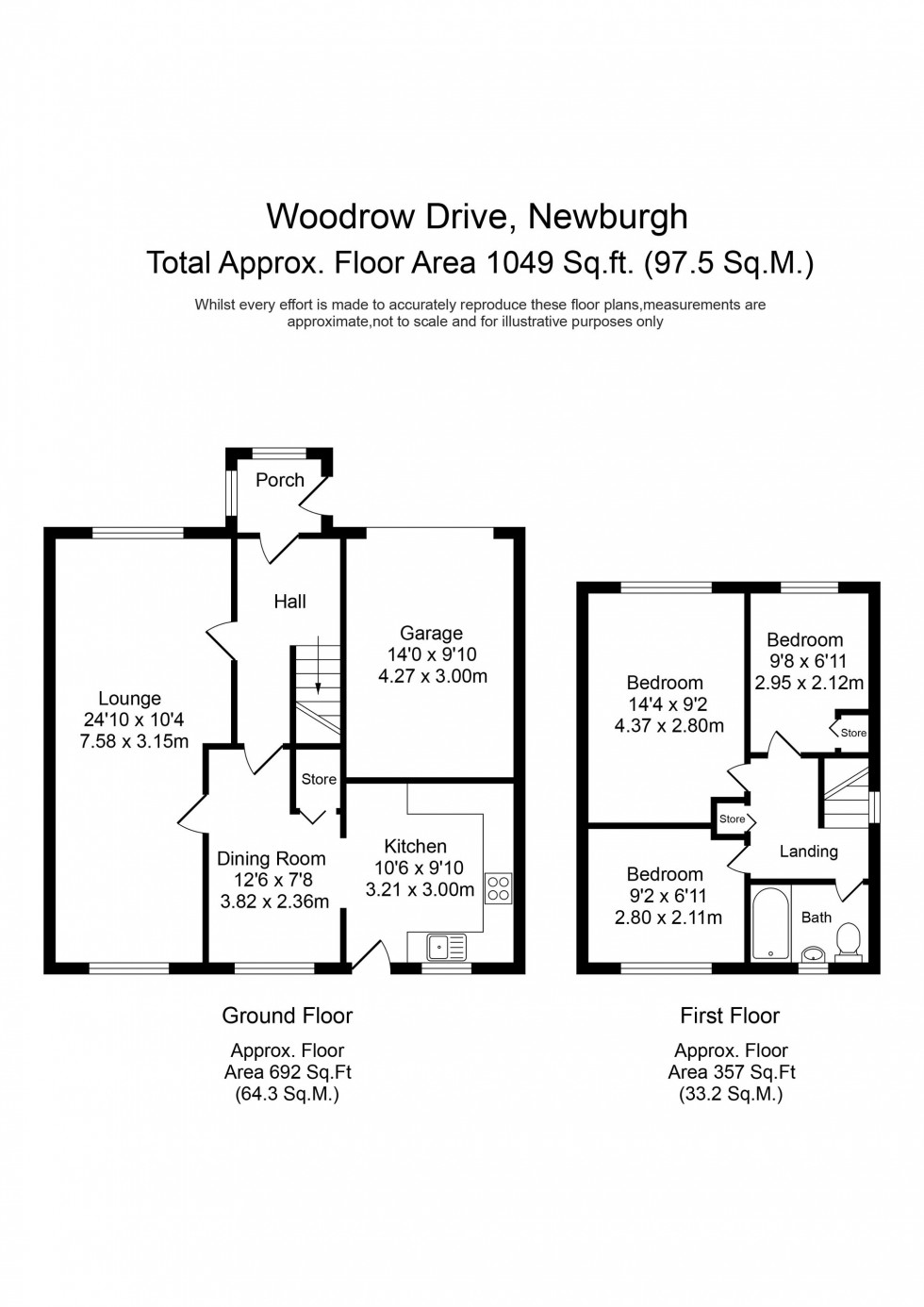 Floorplan for Woodrow Drive, Newburgh, WN8