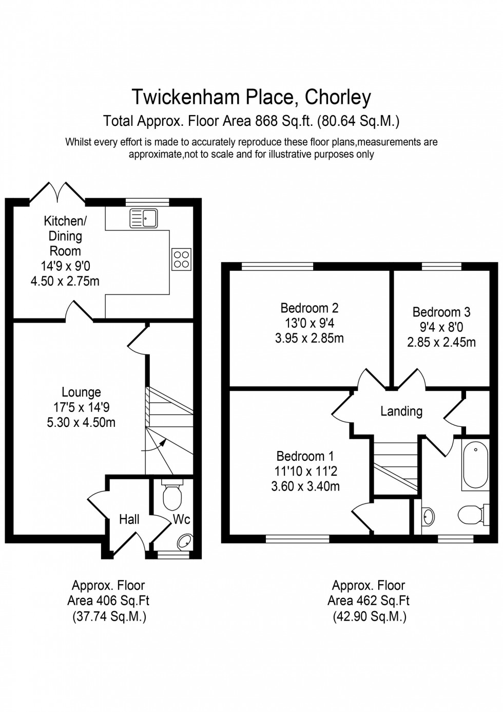 Floorplan for Twickenham Place, Chorley, PR7