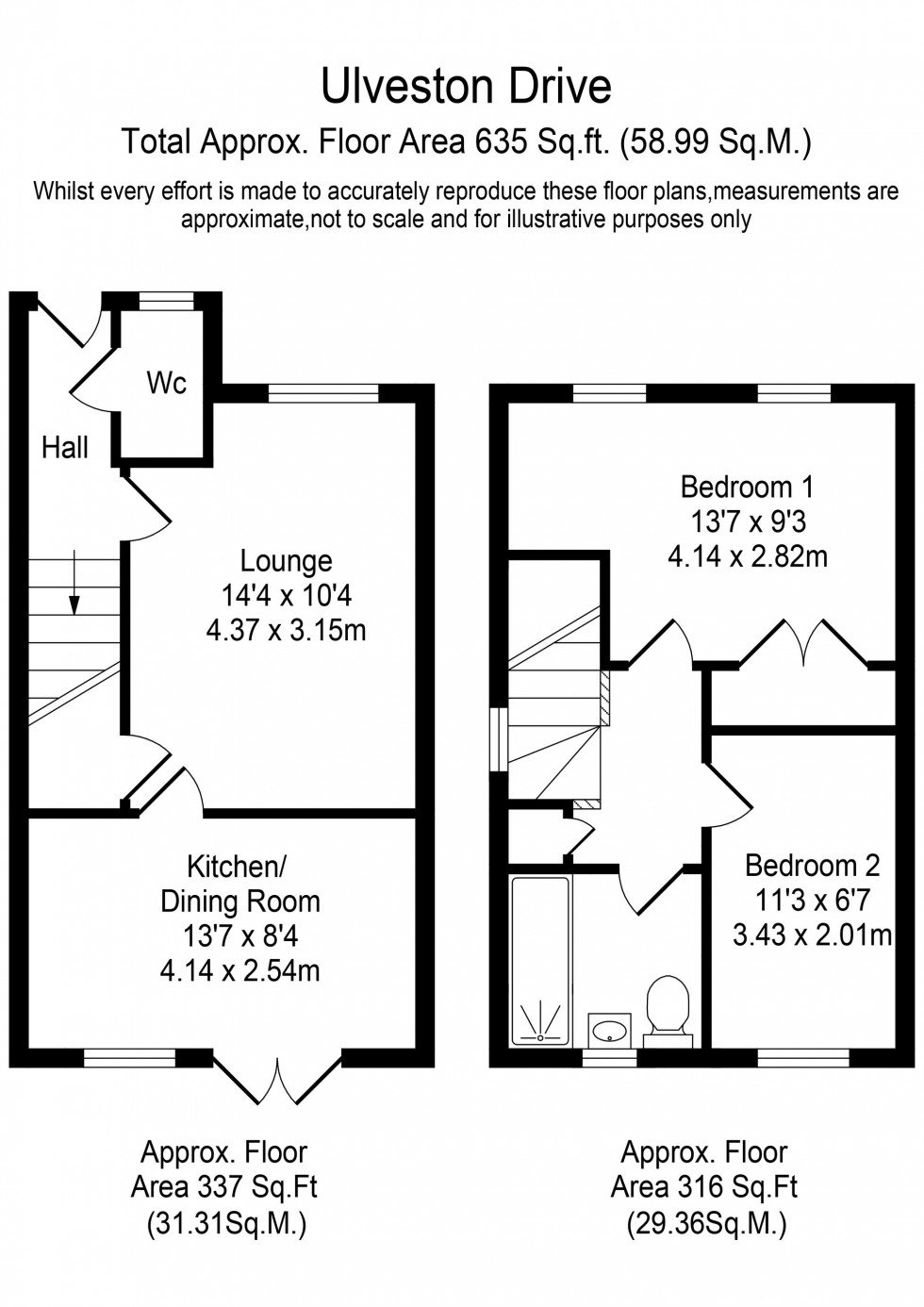 Floorplan for Ulverston Drive, Skelmersdale, WN8