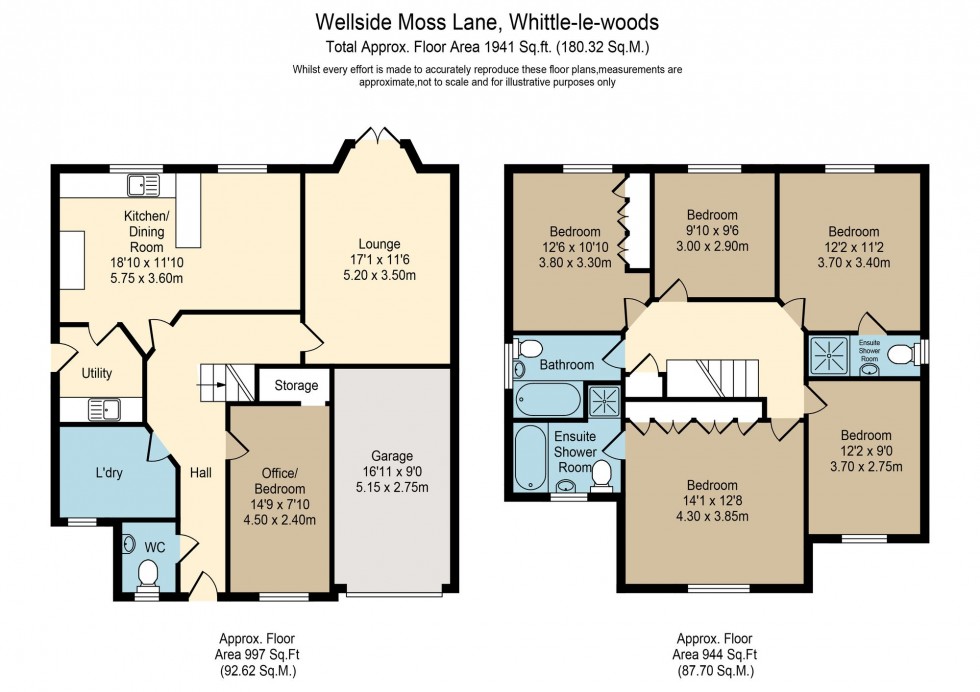 Floorplan for Moss Lane, Whittle-Le-Woods, PR6