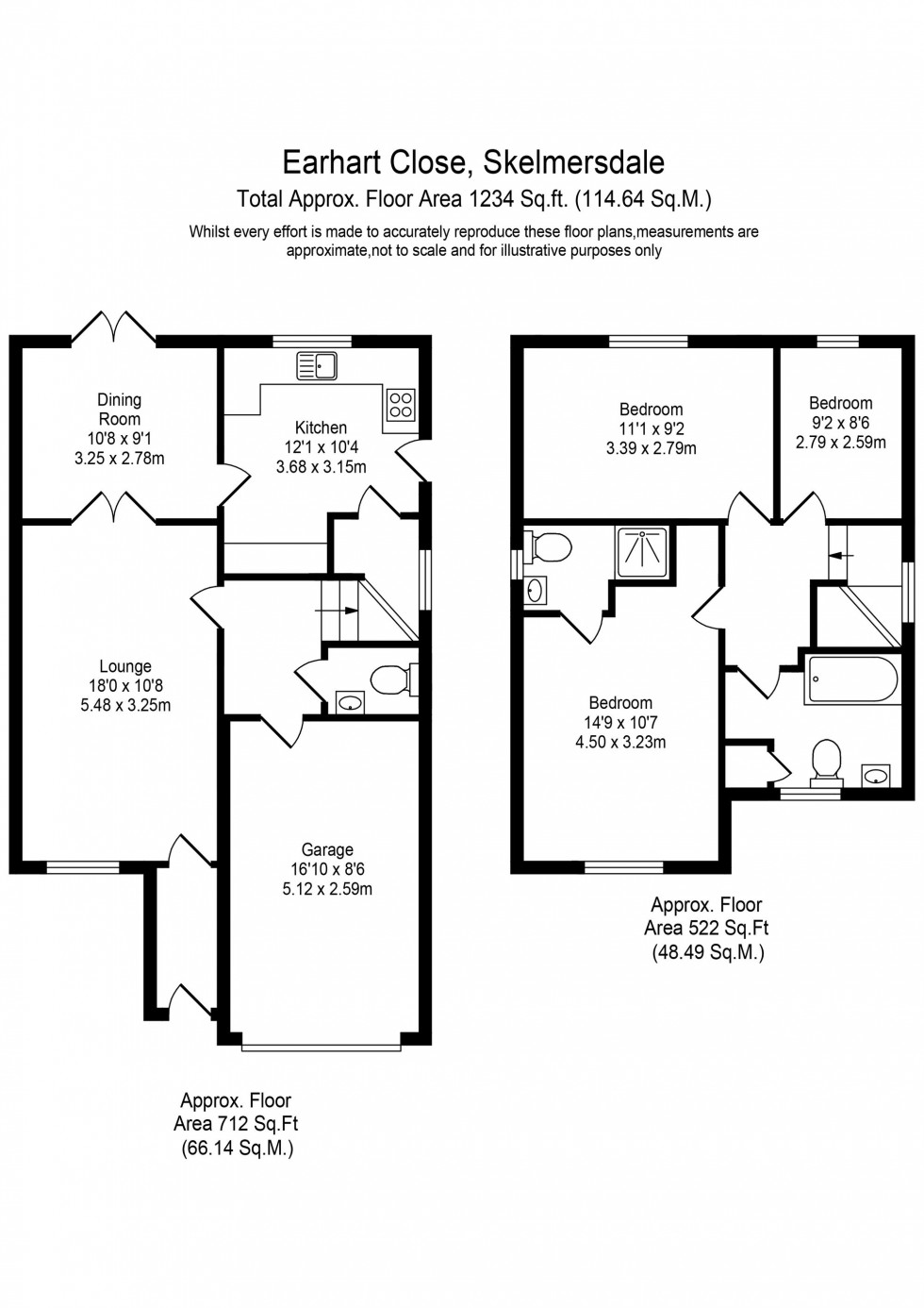 Floorplan for Earhart Close, Skelmersdale, WN8