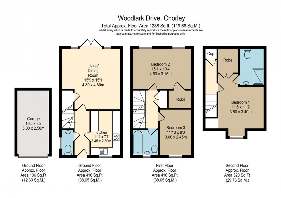 Floorplan for Woodlark Drive, Chorley, PR7