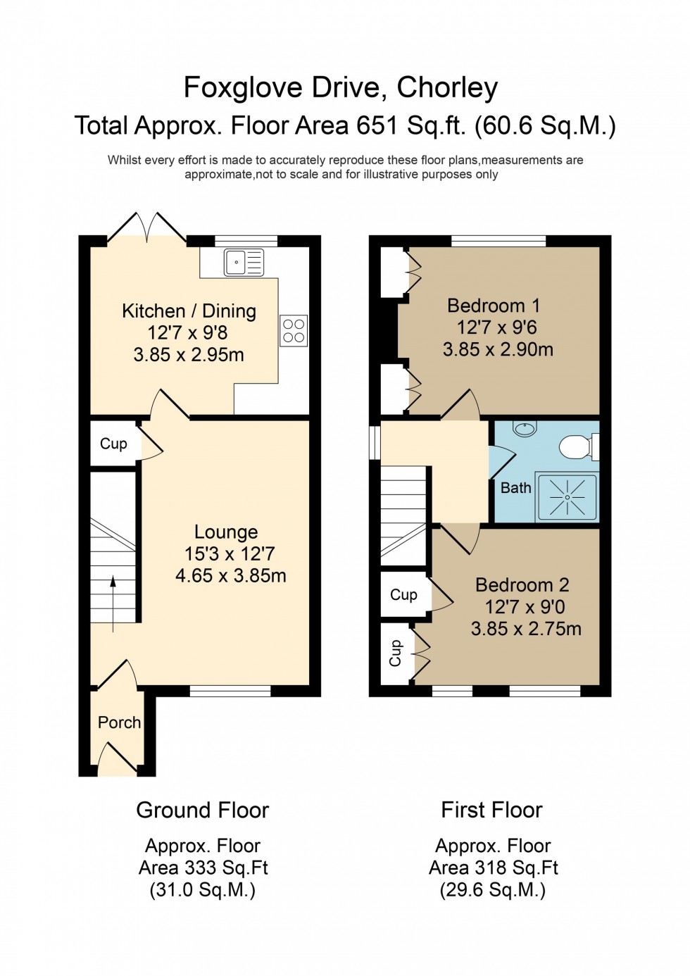 Floorplan for Foxglove Drive, Whittle-Le-Woods, PR6
