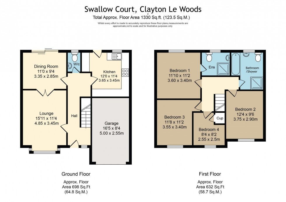 Floorplan for Swallow Court, Clayton-Le-Woods, PR6