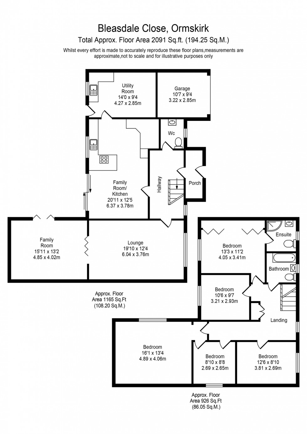 Floorplan for Bleasdale Close, Aughton, L39