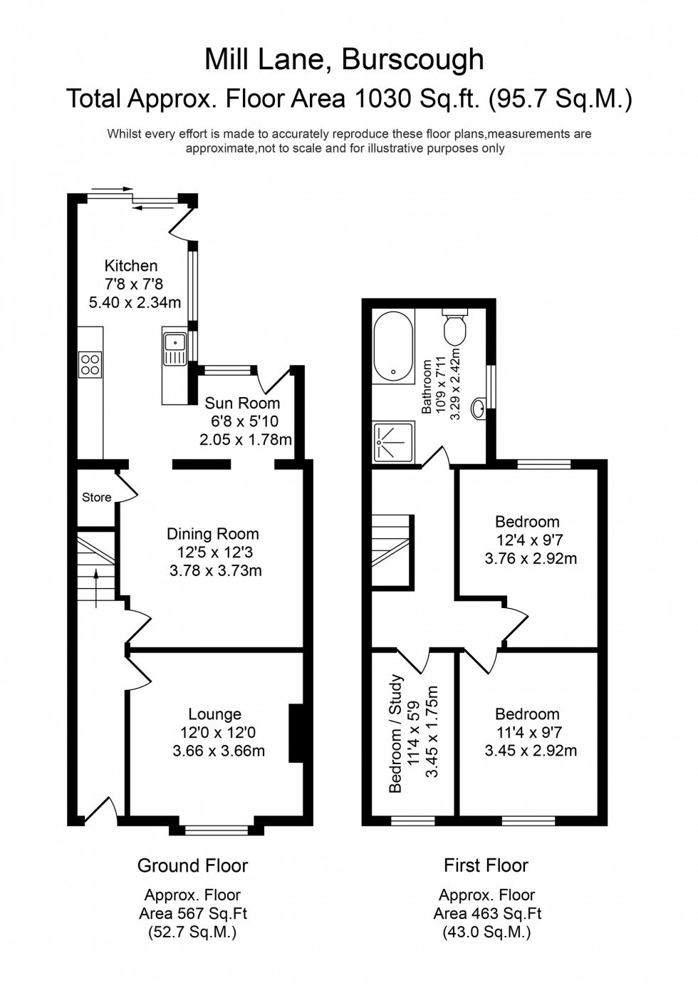 Floorplan for Mill Lane, Burscough, L40