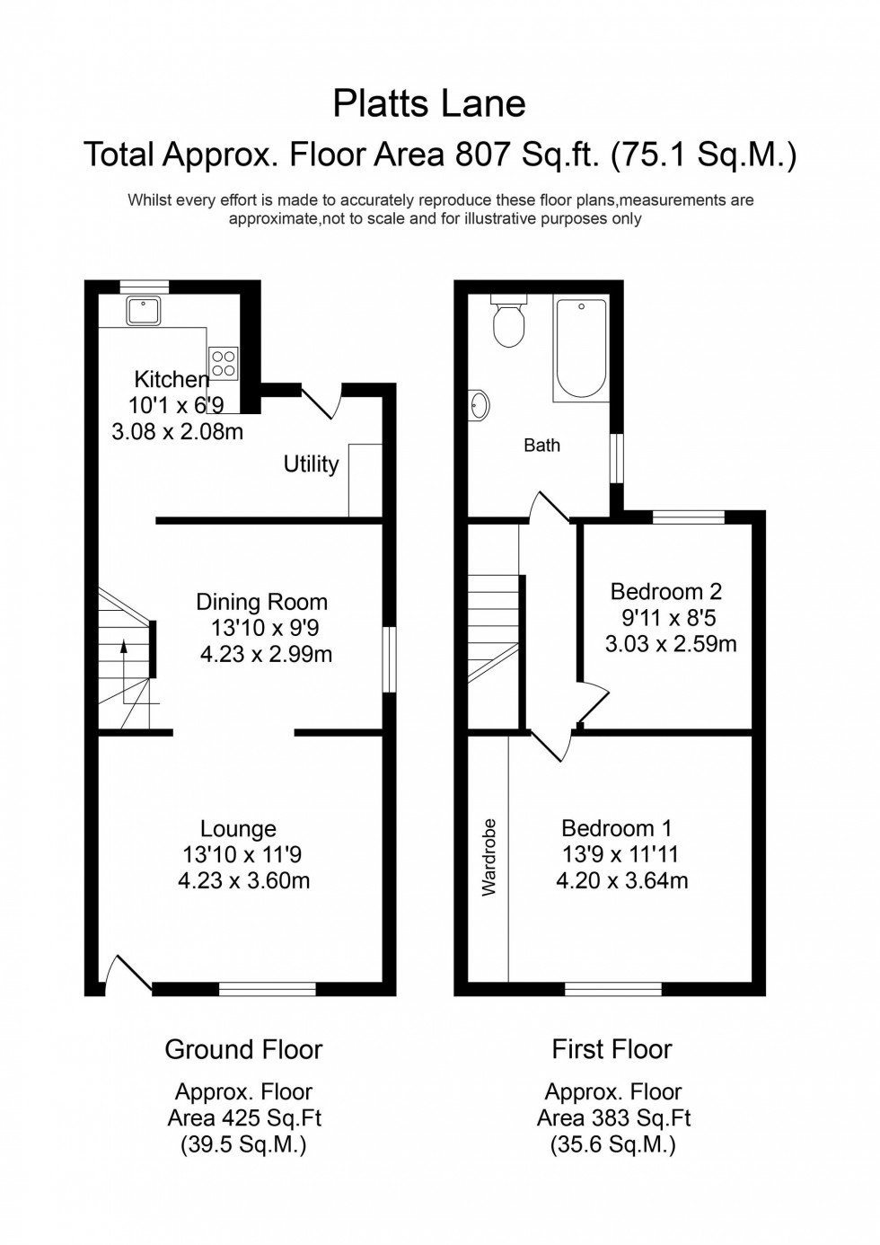 Floorplan for Platts Lane, Burscough, L40
