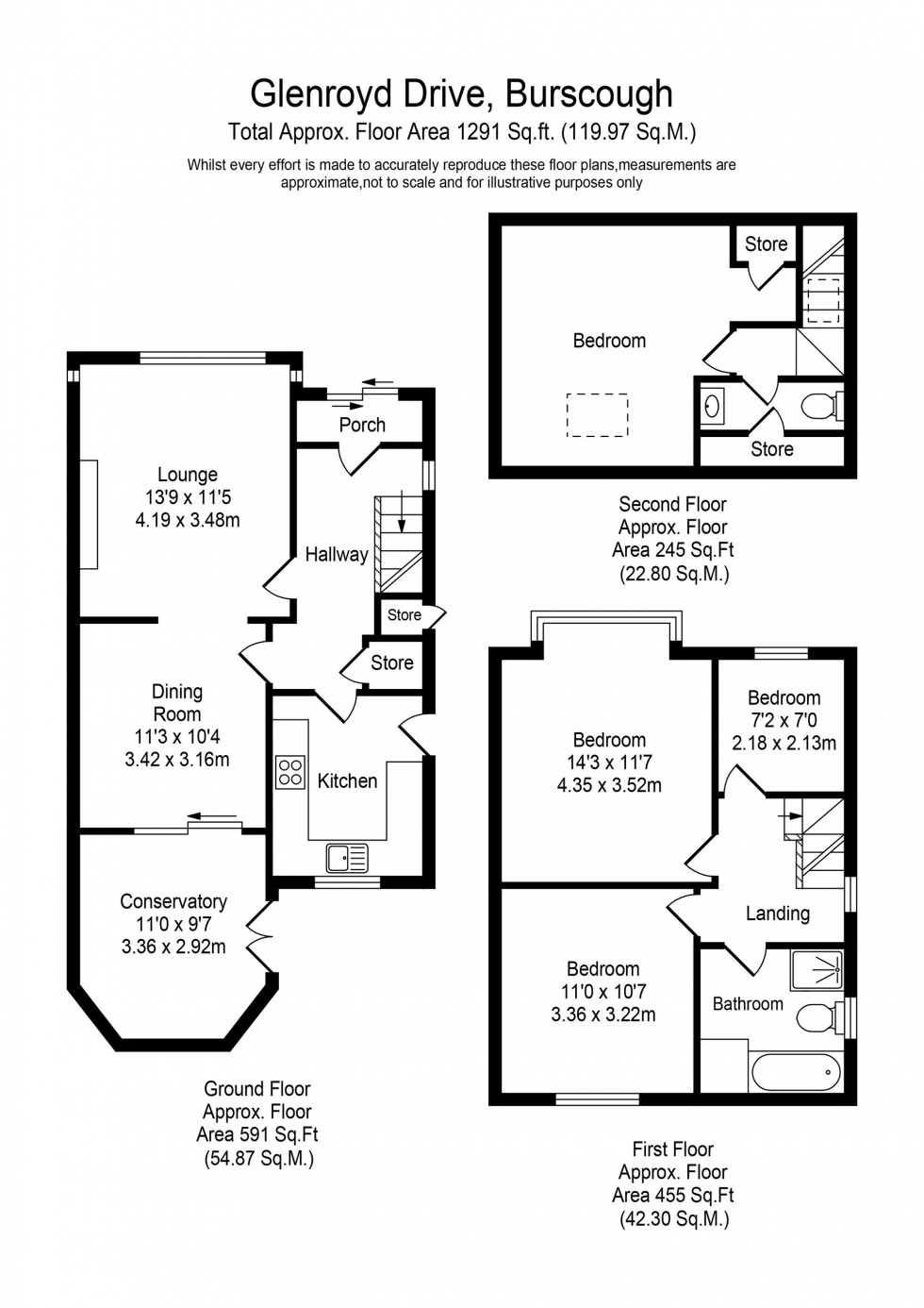 Floorplan for Glenroyd Drive, Burscough, L40
