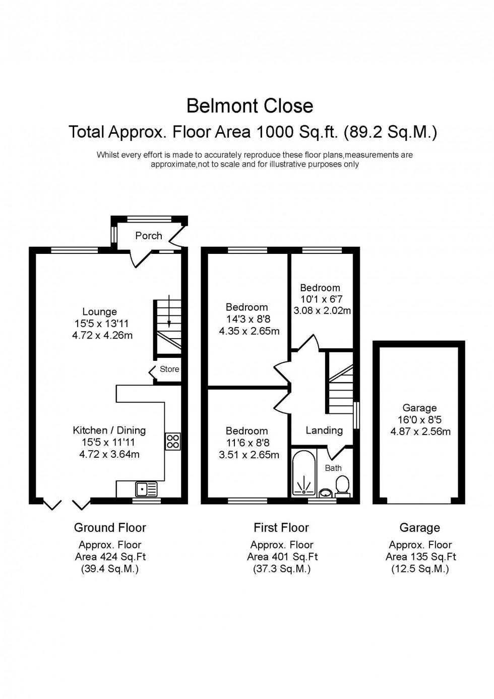Floorplan for Belmont Close, Burscough, L40
