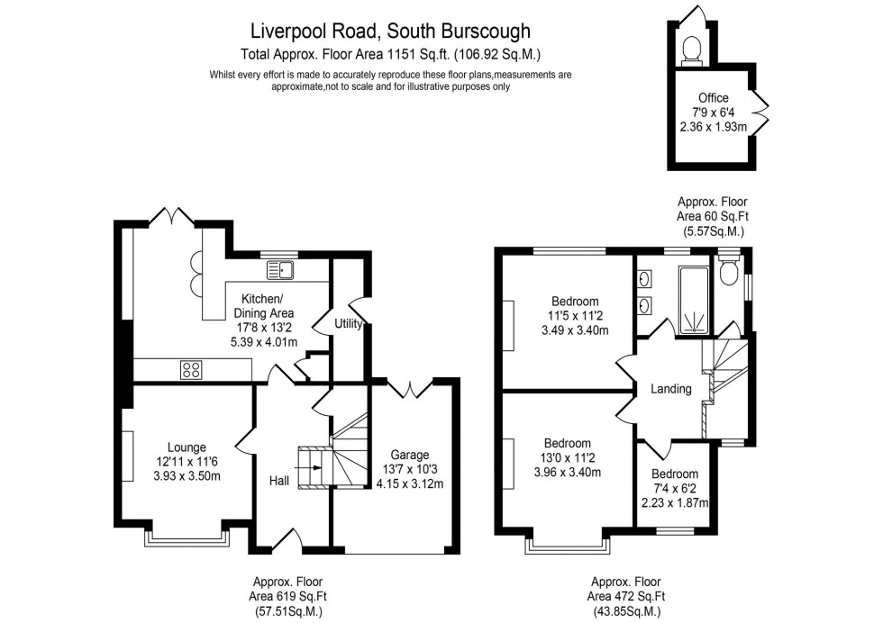 Floorplan for Liverpool Road South, Burscough, L40