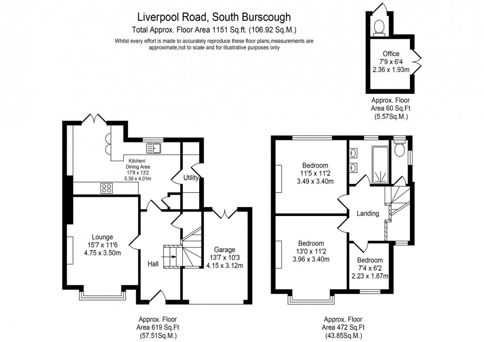 Floorplan for Liverpool Road South, Burscough, L40