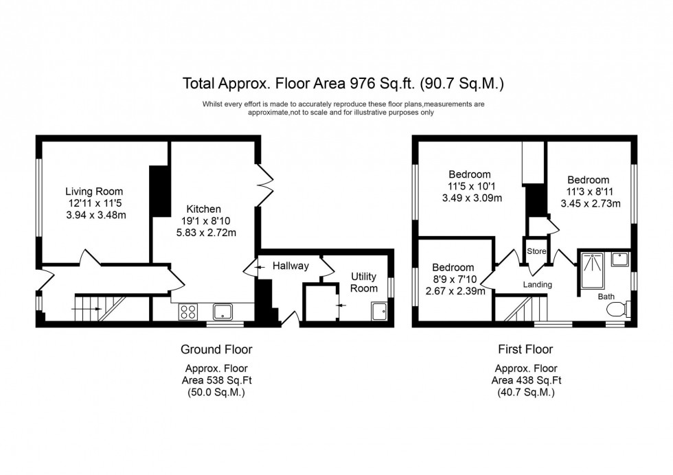 Floorplan for Mill Dam Lane, Burscough, L40