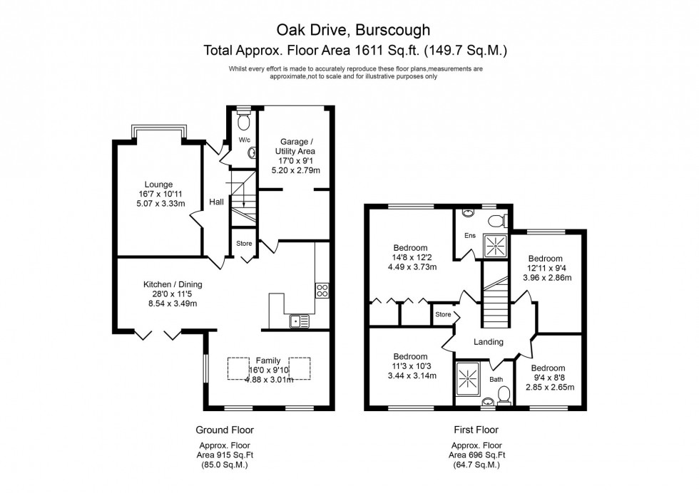 Floorplan for Oak Drive, Burscough, L40