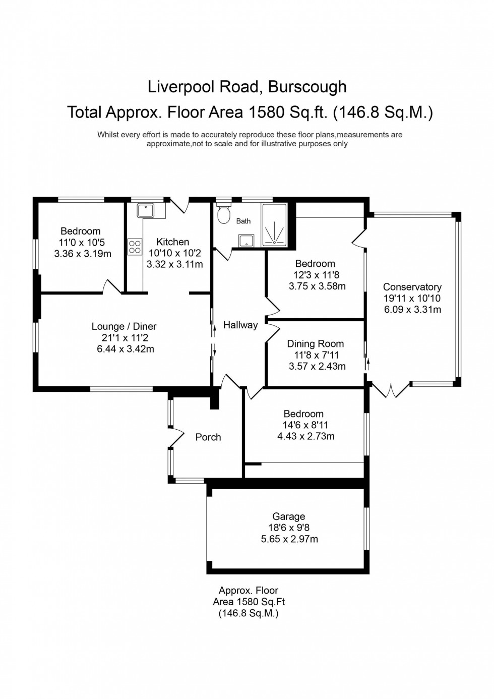 Floorplan for Liverpool Road South, Burscough, L40