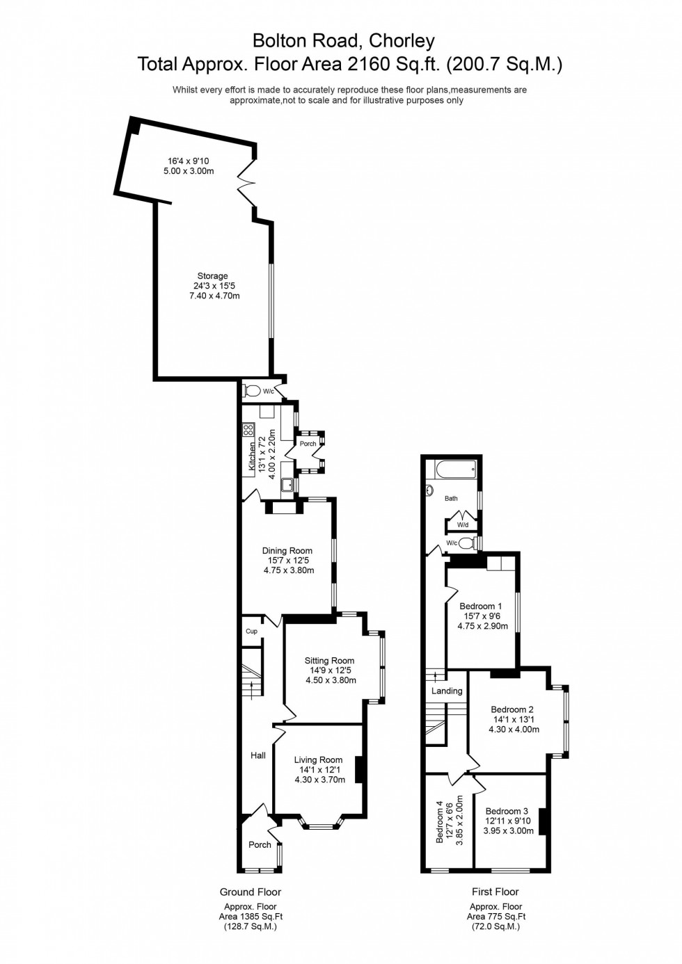 Floorplan for Bolton Road, Chorley, PR7