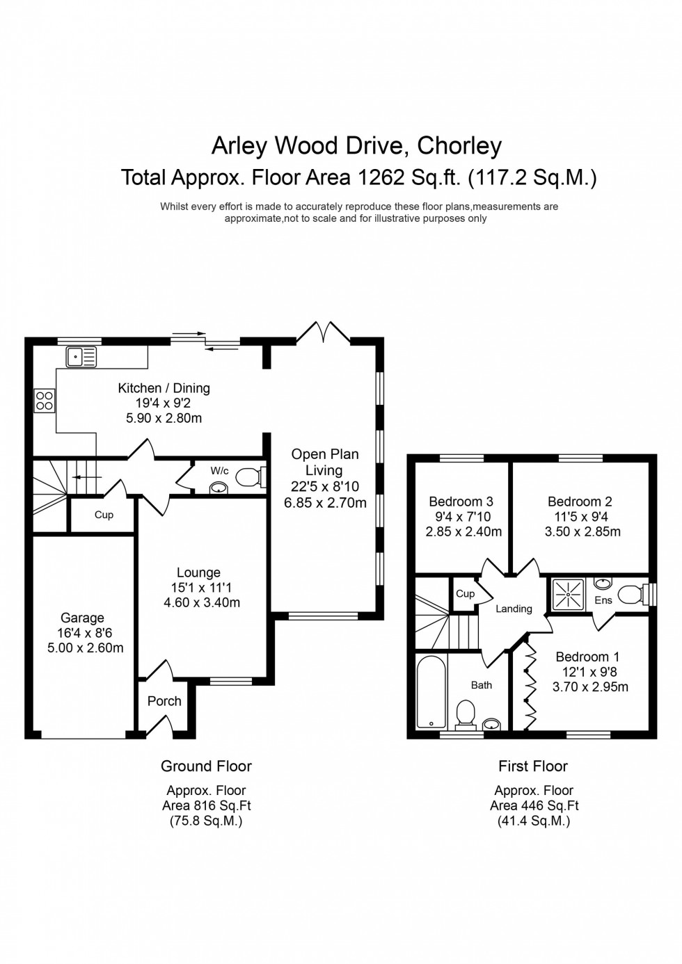 Floorplan for Arley Wood Drive, Chorley, PR7