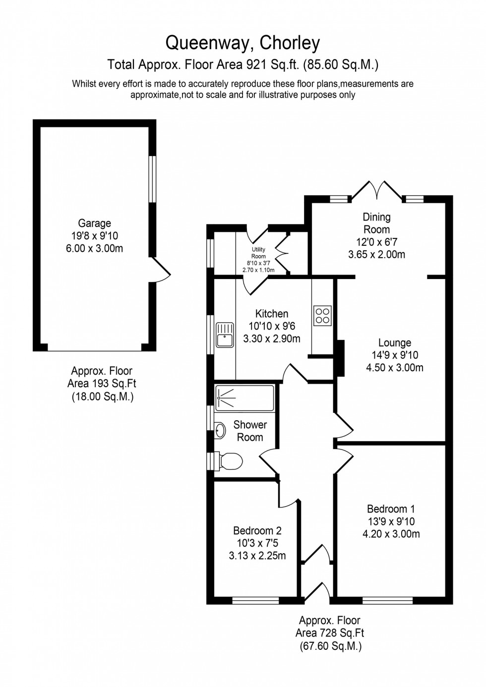 Floorplan for Queensway, Euxton, PR7