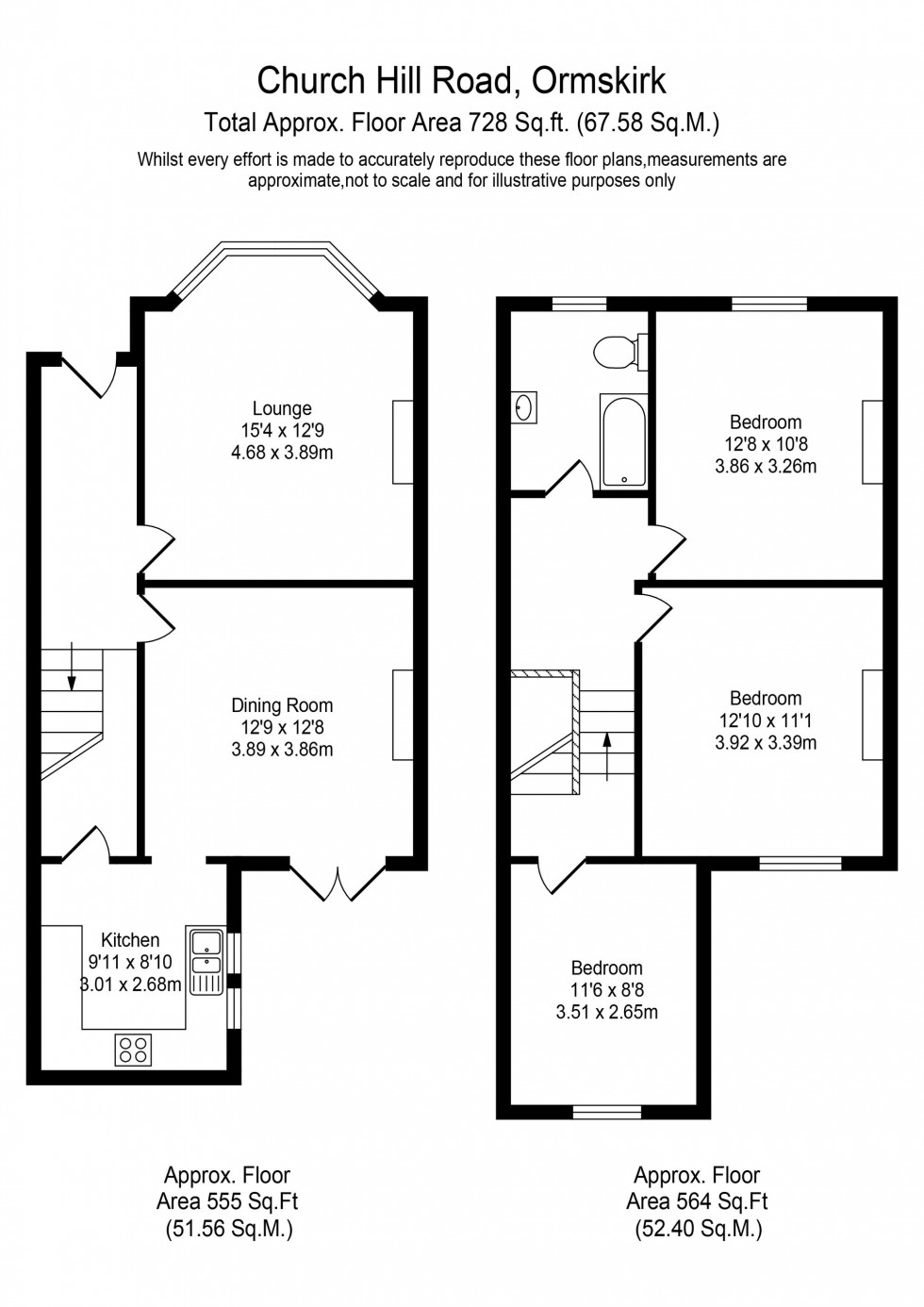 Floorplan for Church Hill Road, Ormskirk, L39