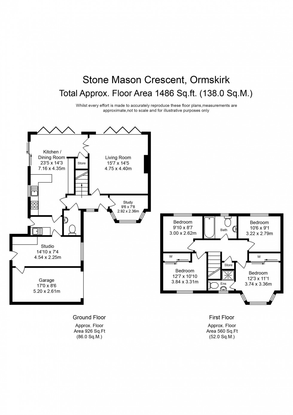 Floorplan for Stone Mason Crescent, Ormskirk, L39