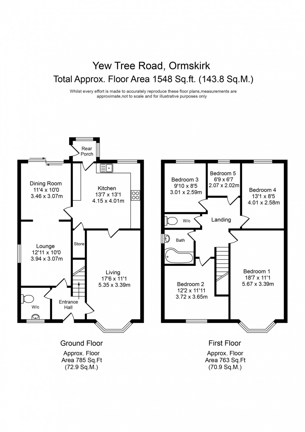 Floorplan for Yew Tree Road, Ormskirk, L39