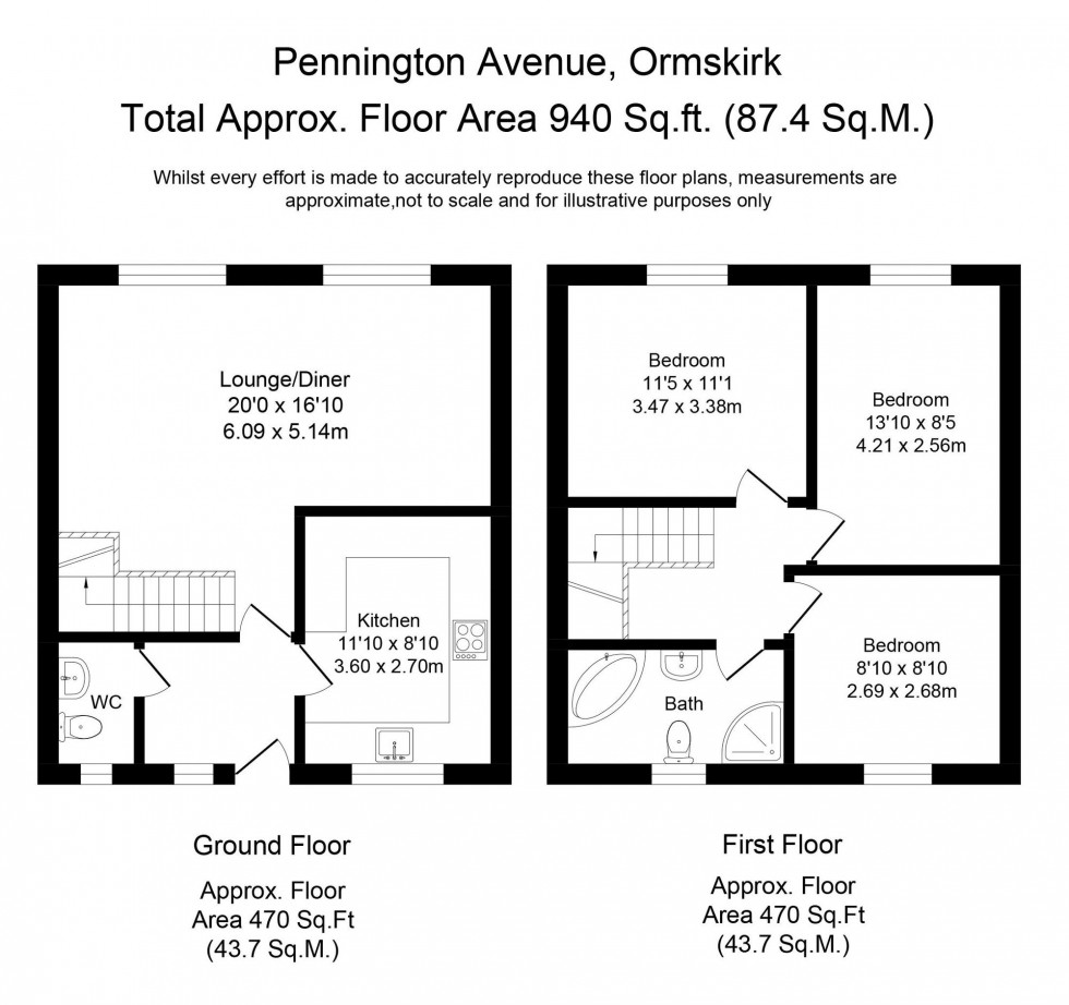 Floorplan for Pennington Avenue, Ormskirk, L39