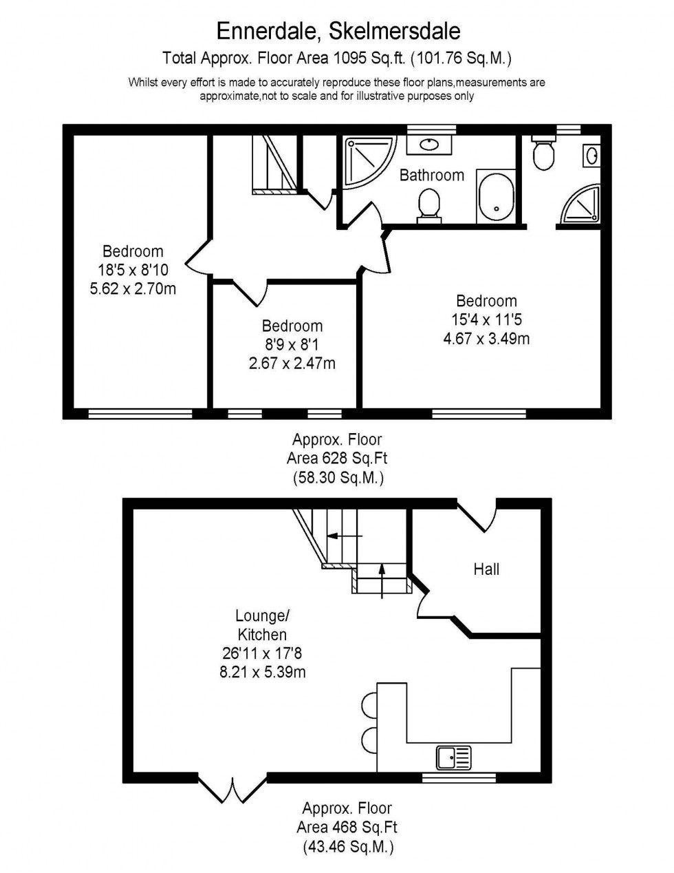 Floorplan for Ennerdale, Skelmersdale, WN8